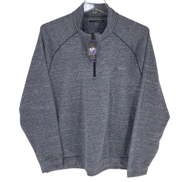 Greg Norman XXL Pullover Golf Top Microfleece Double Knit Navy Blue Mens 1/4 Zip - Picture 2 of 12